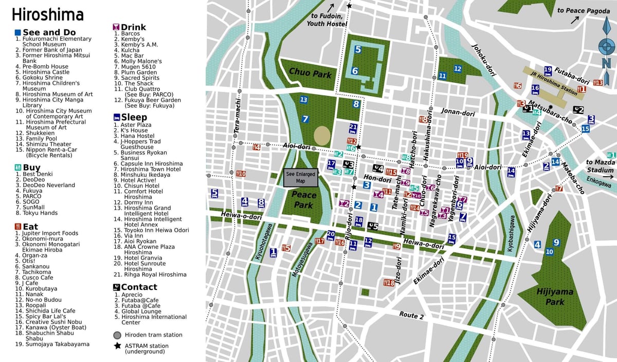 χιροσίμα αξιοθέατα χάρτης